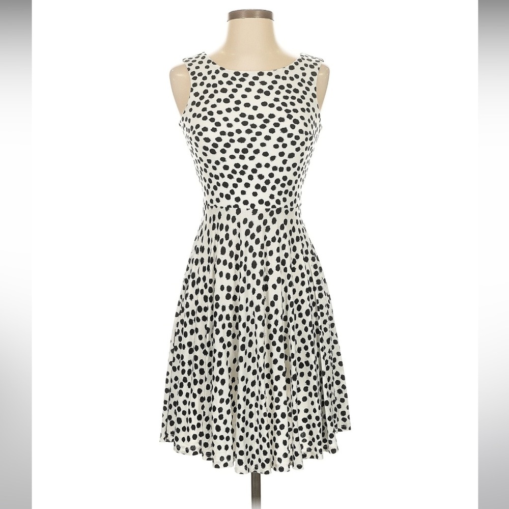 LOFT Fit & Flare sleeveless dress polka dot